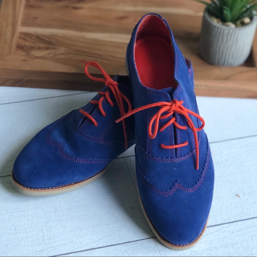 Johnston & Murphy blue suede wingtip oxfords sz 10